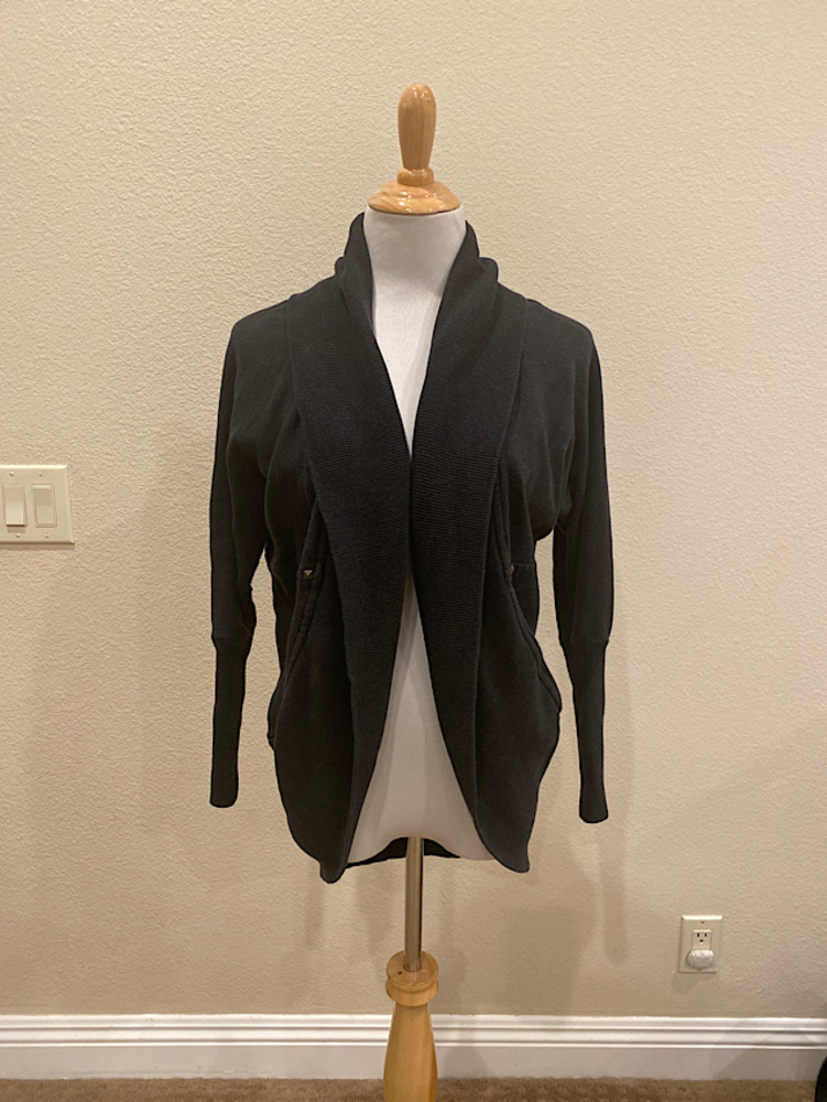Aritzia Wilfred Diderot Sweater Open Front Cocoon Cardigan Dark Gray size XXS